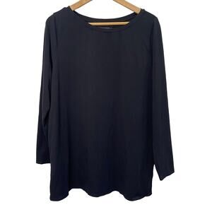 Soft Surroundings Pima Cotton Black Long Sleeve Top- Size L - Pre-Owned